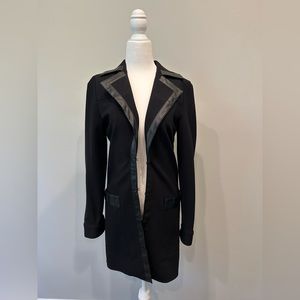 Brooks Brothers Black Lightweight Cost with Leather Trim. Size 0. Super cute!